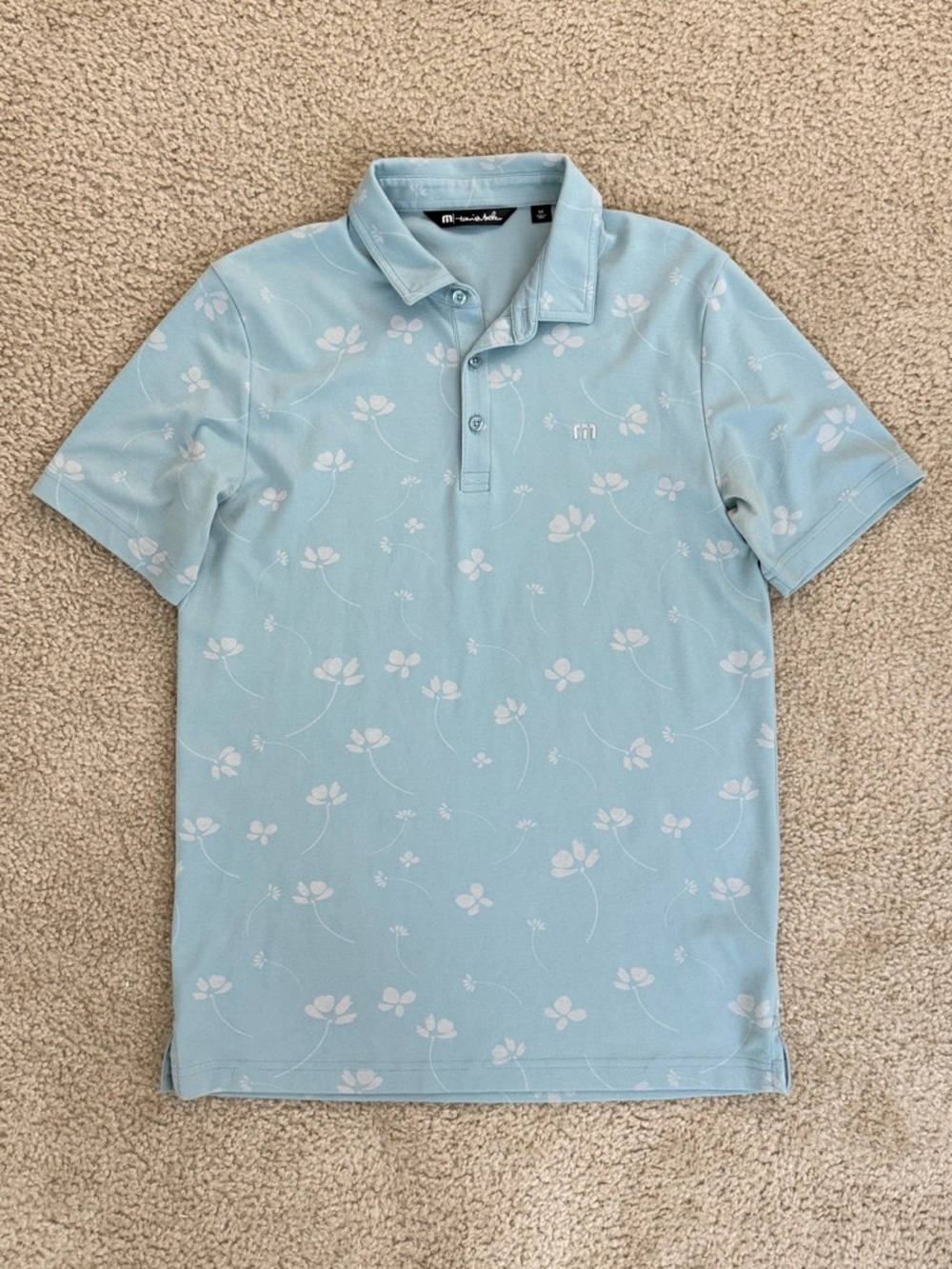 TravisMathew Golf Polo all over print light blue